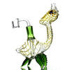 Turtle Rig Water Pipe with 14mm Male Quartz Banger shaped like a green-accented dinosaur