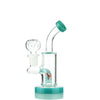 American Rod Color water pipe with 14mm male bowl, teal accents, and curved mouthpiece