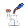 American Rod Color Reversal Glass Water Pipe with Blue and Orange Striped Accents