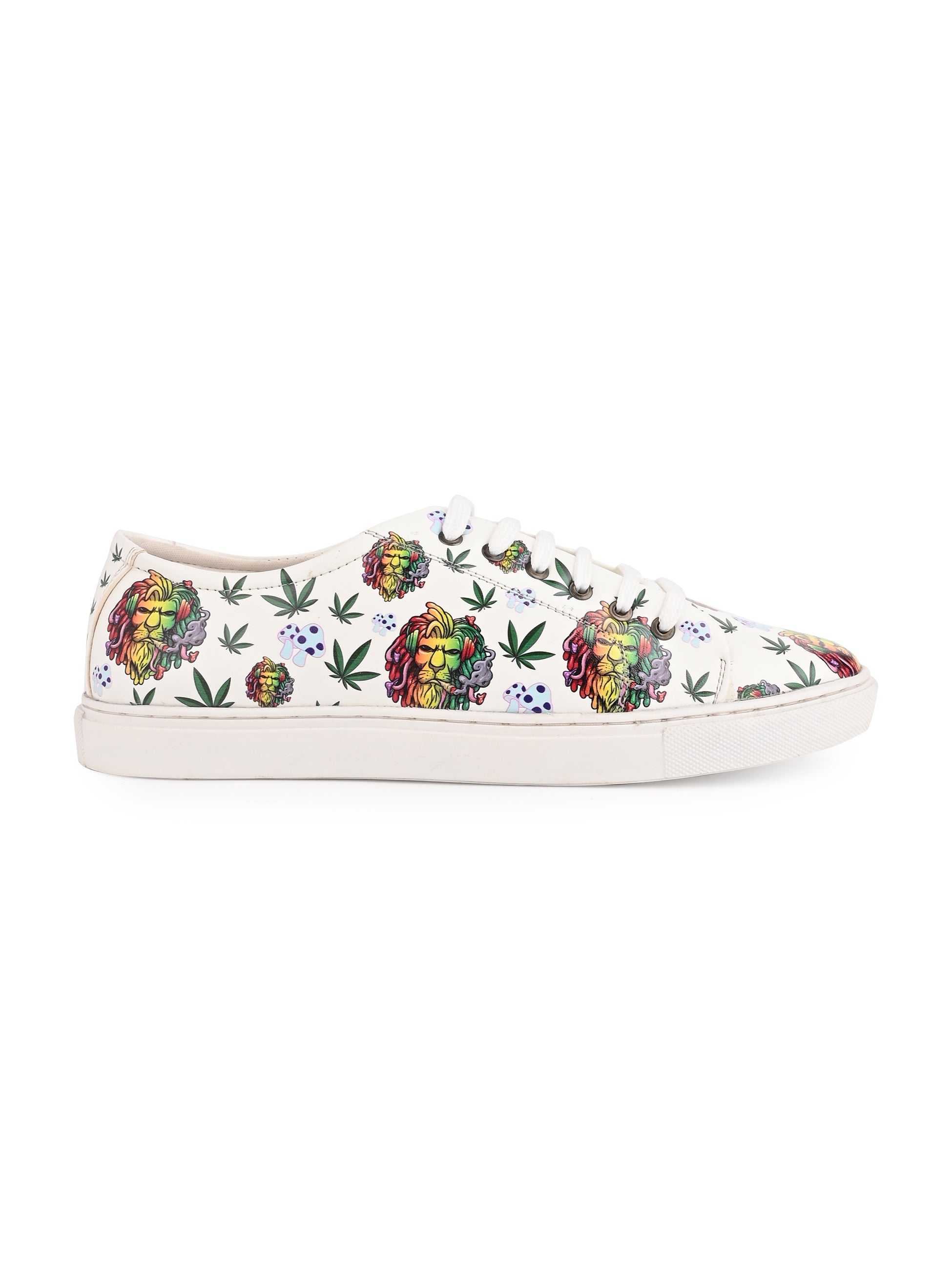 Iconic Lion Motif Vegan Leather Sneakers