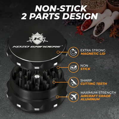 Kozo 2.5" 2-Piece Non-Stick Ceramic Aluminum Grinder – image 7