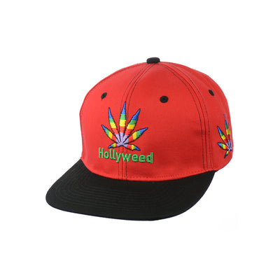 Embroidered Leaf Design Cotton Snapback Hat