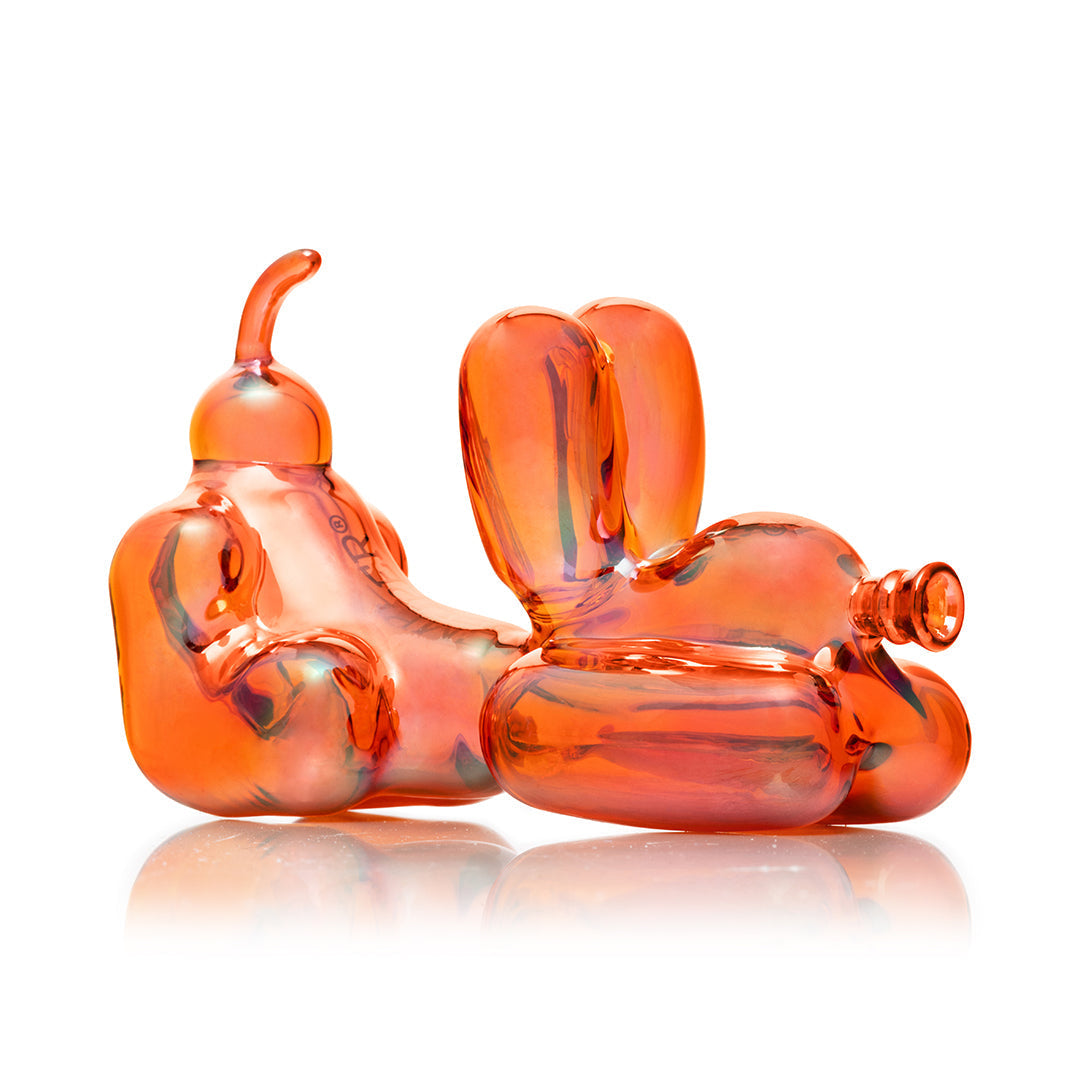 Iridescent Orange Balloon Dog Hand Pipe