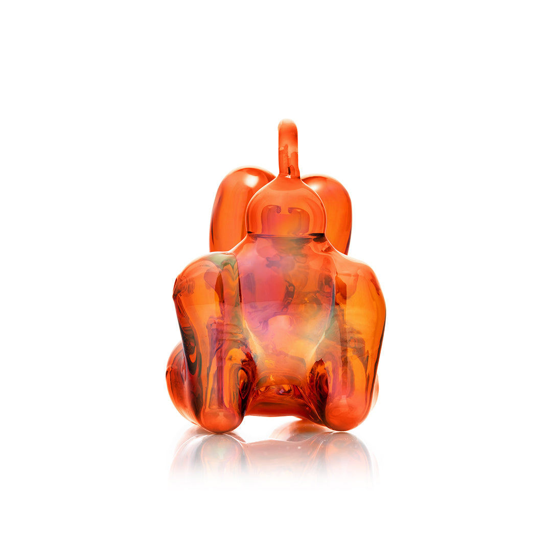 Iridescent Orange Balloon Dog Hand Pipe