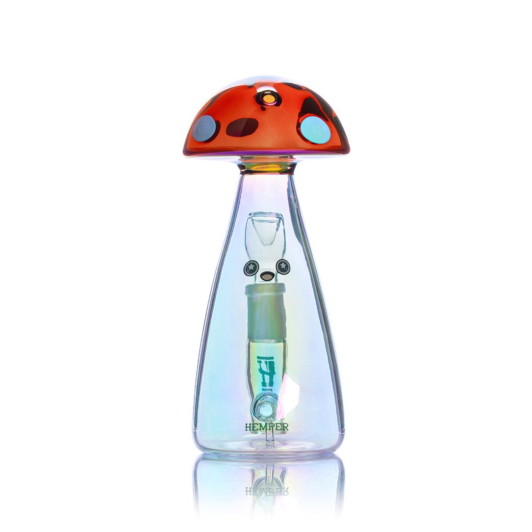 Trippy Shroom Iridescent Glass Water Pipe