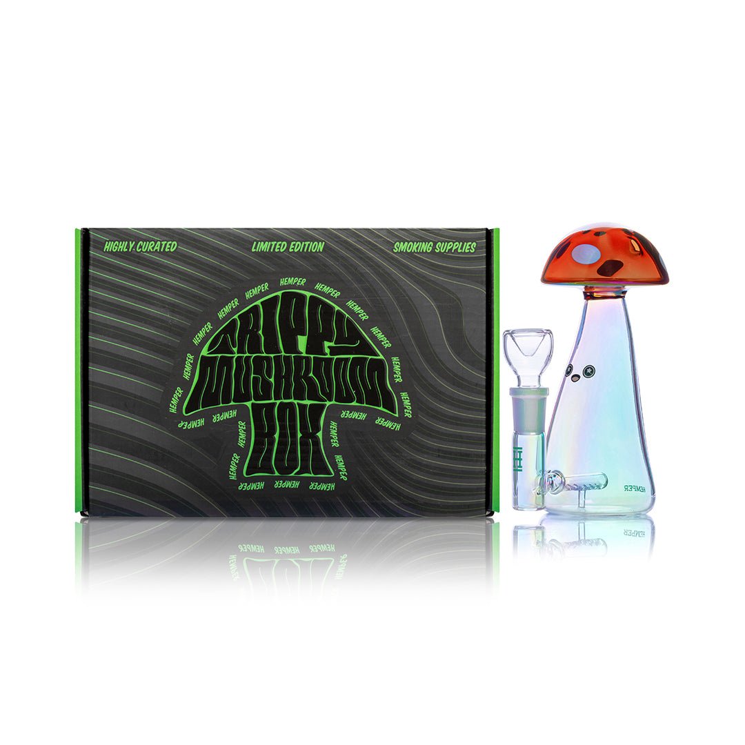 Trippy Shroom Iridescent Glass Water Pipe