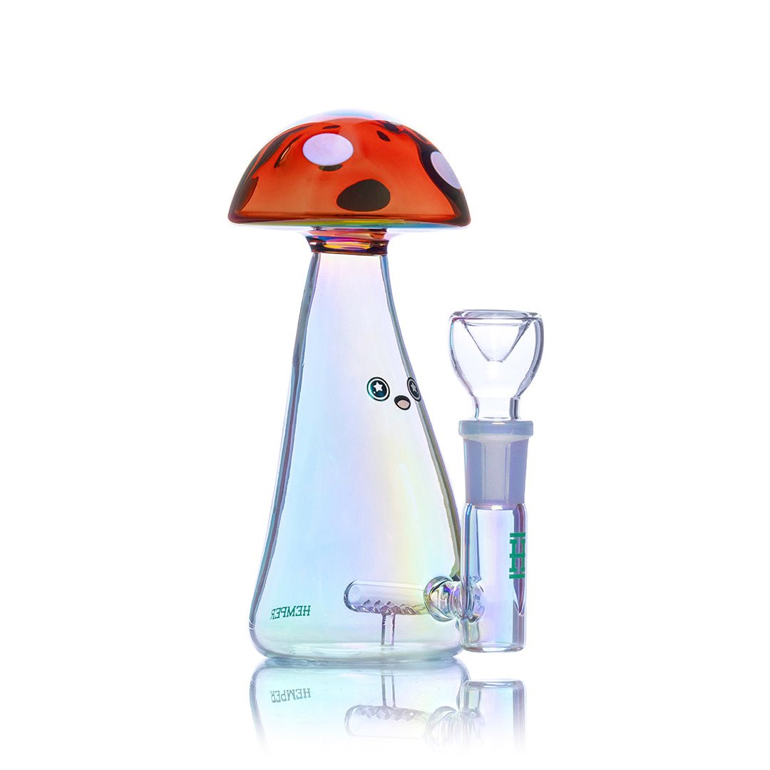 Trippy Shroom Iridescent Glass Water Pipe