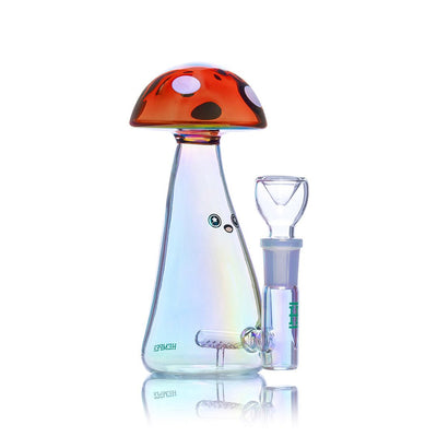 Trippy Shroom Iridescent Glass Water Pipe