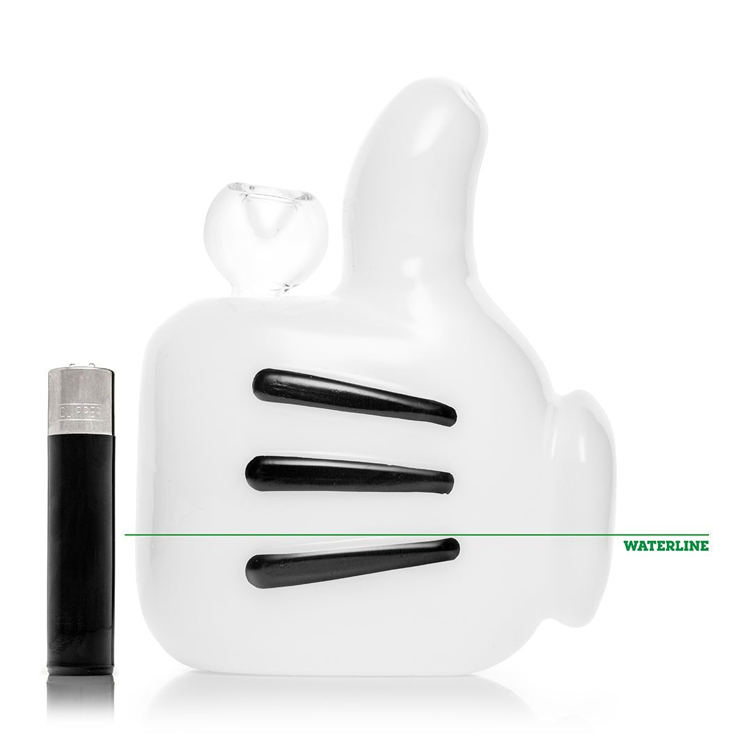 Cartoon Hand Thumbs Up & Middle Finger Glass Pipe