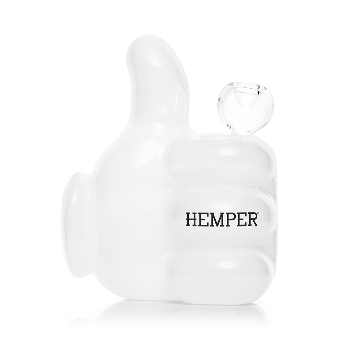 Cartoon Hand Thumbs Up & Middle Finger Glass Pipe