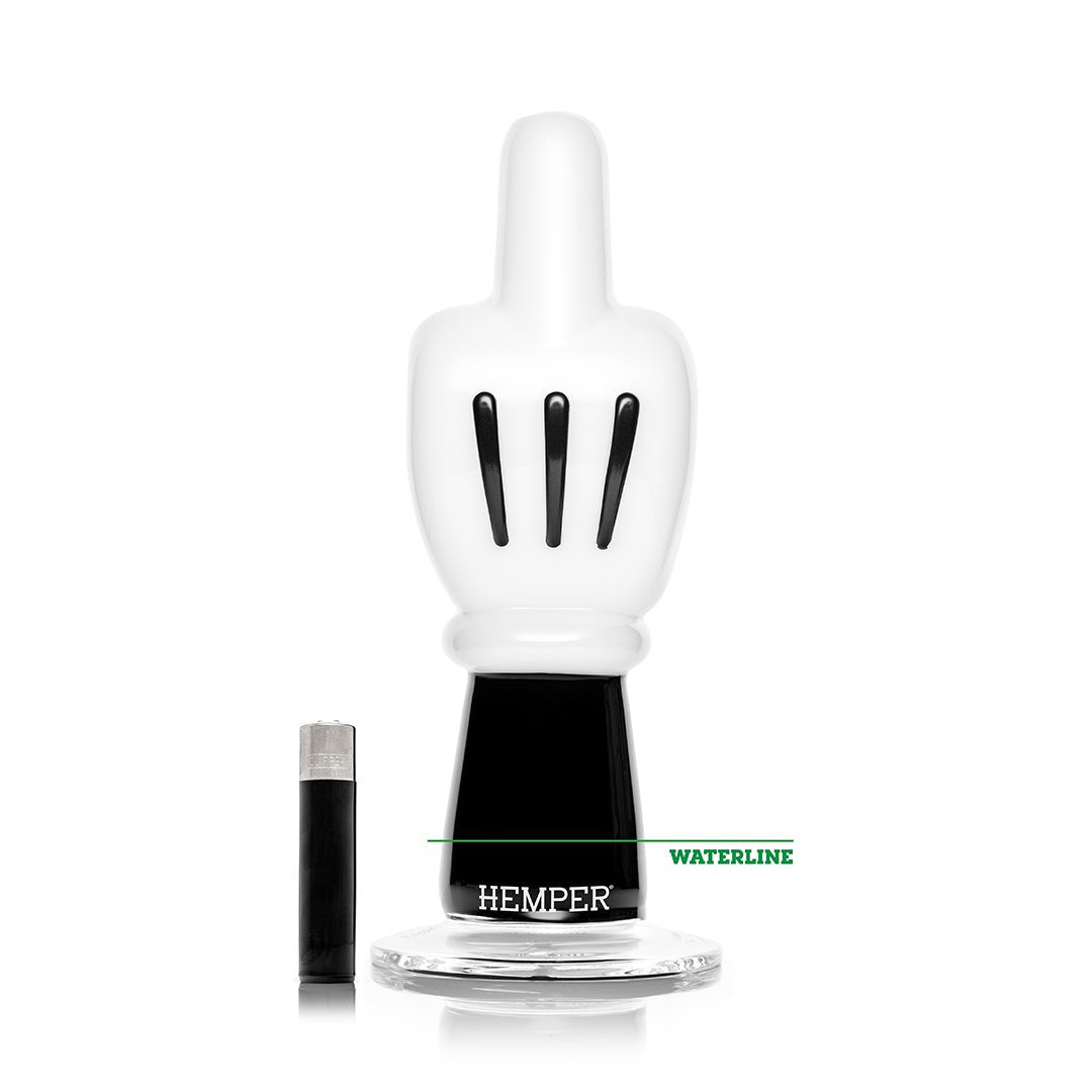 Cartoon Hand Thumbs Up & Middle Finger Glass Pipe