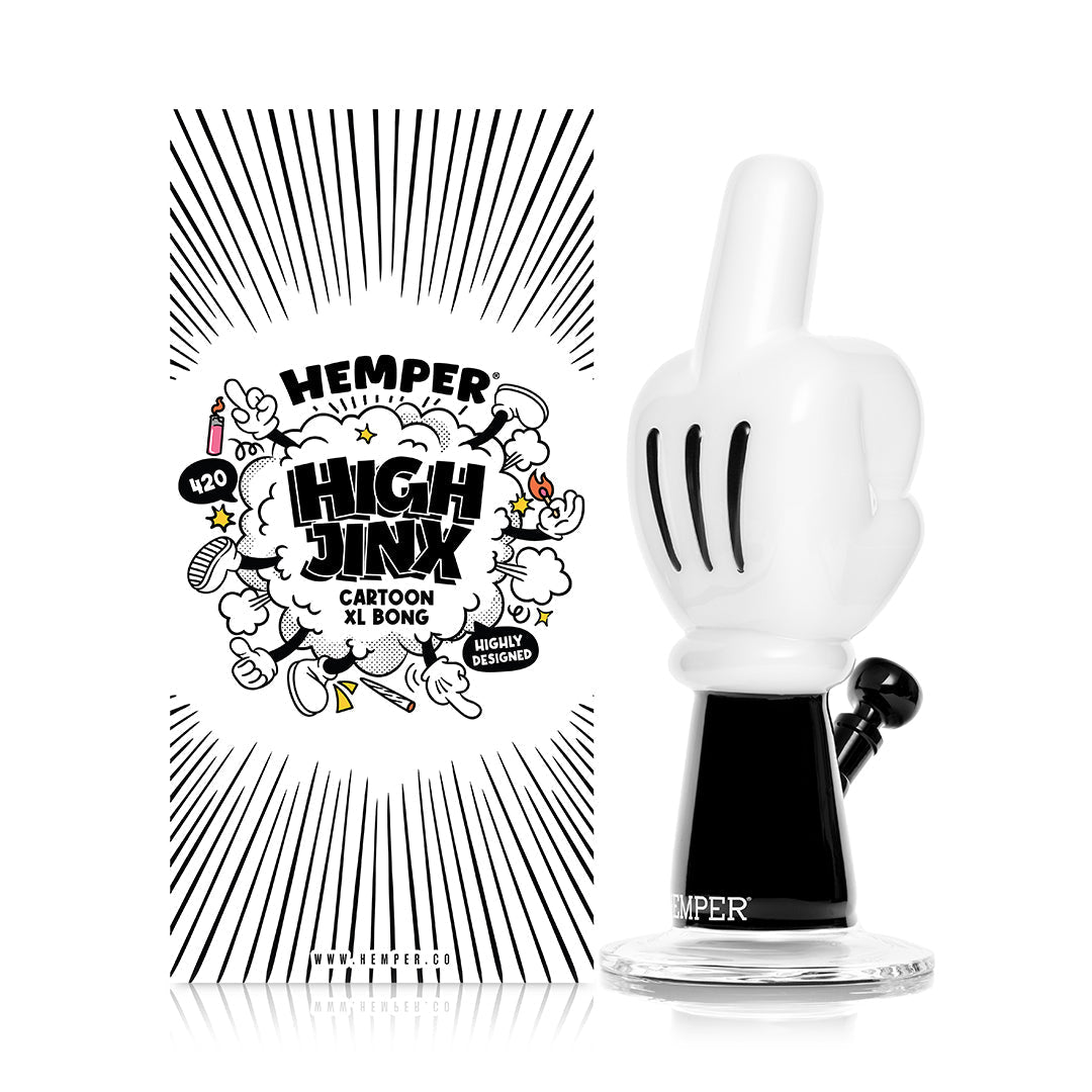 Cartoon Hand Thumbs Up & Middle Finger Glass Pipe