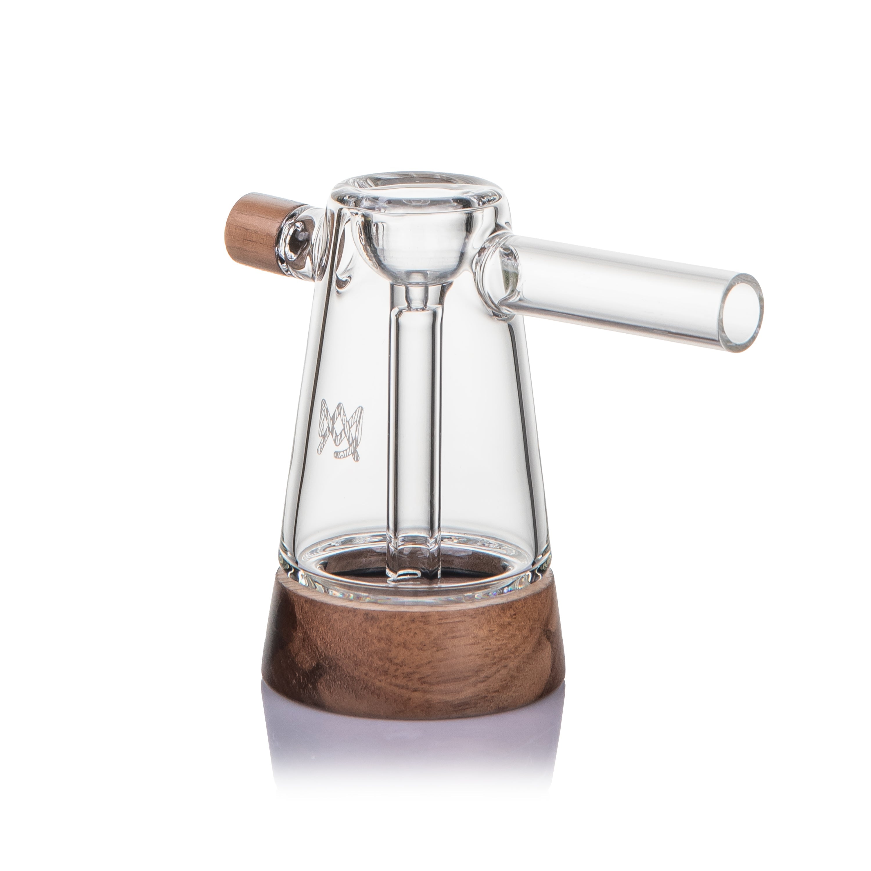 MJ Arsenal Mesa Glass Bubbler with Walnut Accents