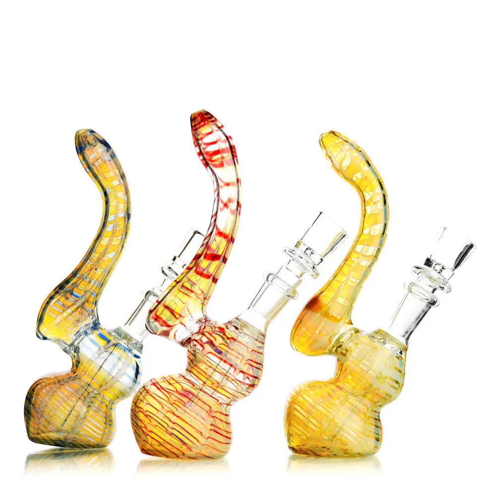 Colorful glass zig zag bubbler with 14mm male bowl for smooth smoking experience