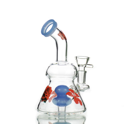 7 Flower water pipe with 14mm male bowl and glass accents for smooth smoking experience