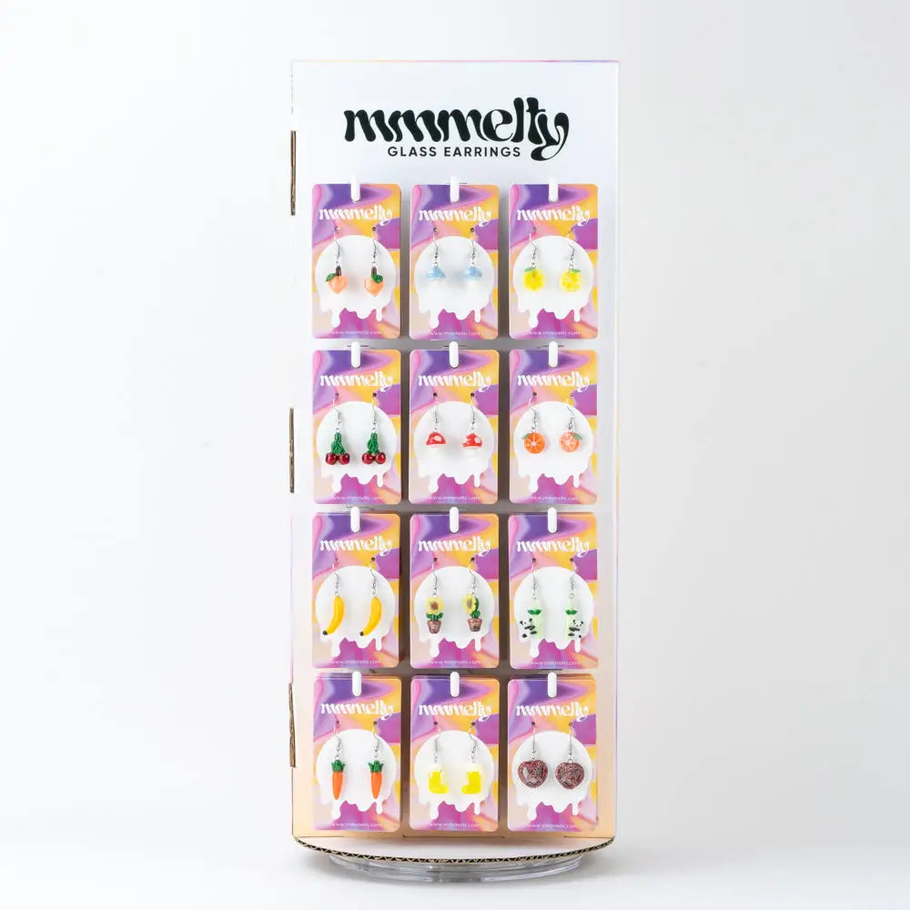 72pc assorted earring set with colorful fruit and vegetable designs