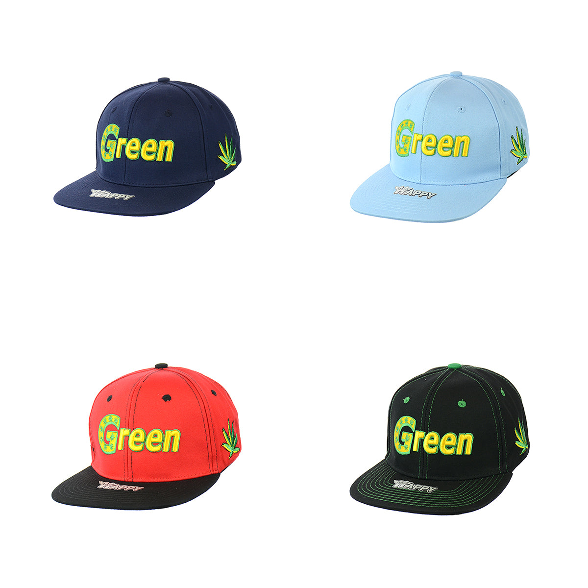 Vibrant Green Embroidered Cotton Snapback