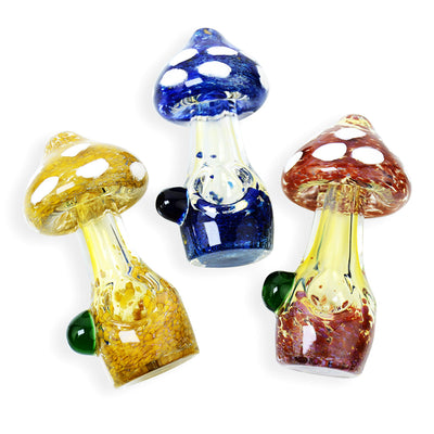 Artisan Mushroom Frit Glass Spoon Pipe
