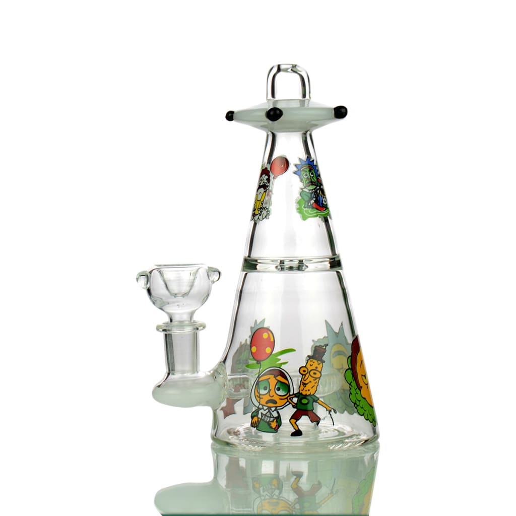 Ufo Bong Water Pipe With 14mm Male Bowl And Colorful Cartoon Designs For a Top Smoking Experience