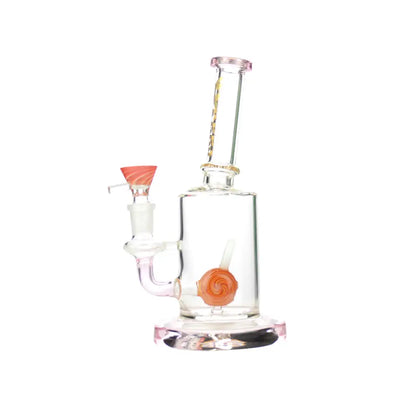 Glass bong with pink accents from Candy Shower Water Pipe featuring a 14mm male bowl