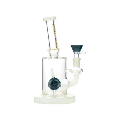Clear glass bong with blue accents, featuring a 14mm male bowl for the Candy Shower Water Pipe
