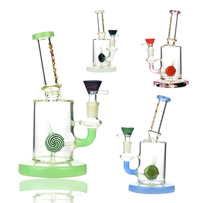Assorted glass bongs featuring Candy Shower Water Pipe with 14mm male bowl