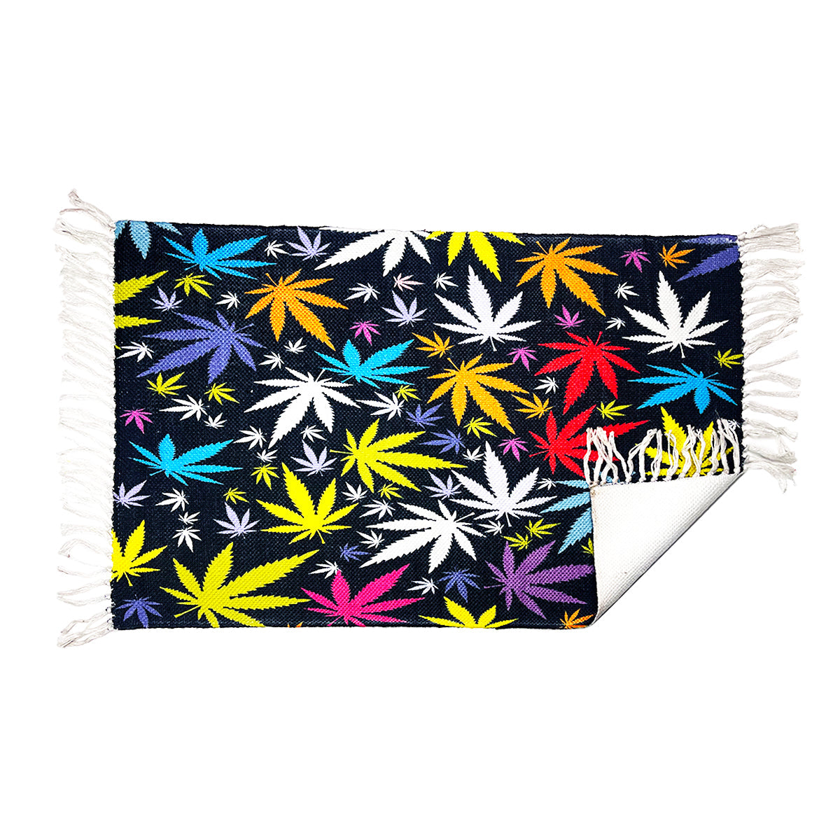 Handloom Printed Botanical Leaf Doormat - 2x3 ft