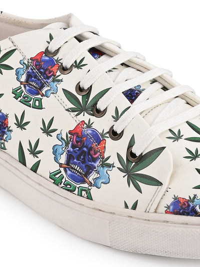 Snow White Skull Vegan Leather Shoes