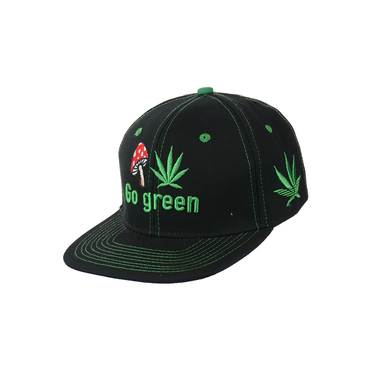 Forest Fungi Embroidered Cotton Snapback Cap
