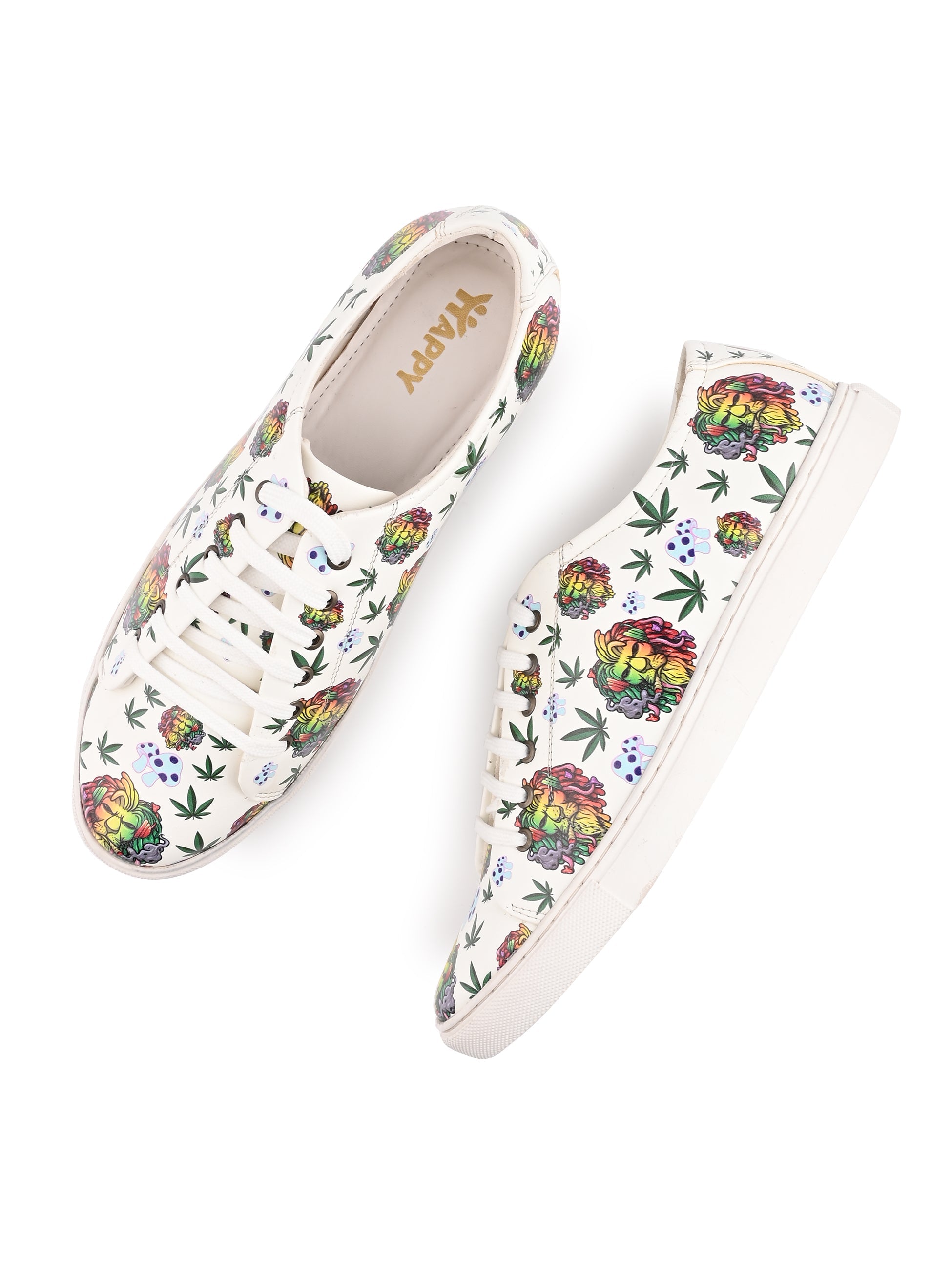 Iconic Lion Motif Vegan Leather Sneakers