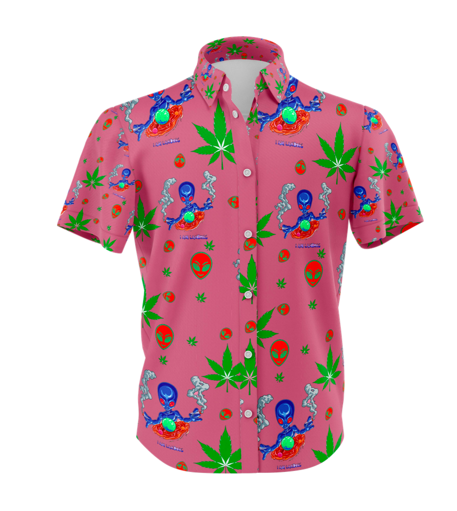 Pink Leaf Print Summer Shirt and Short Set