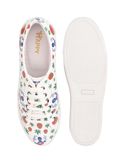 Snow White Botanical Print Vegan Leather Shoes