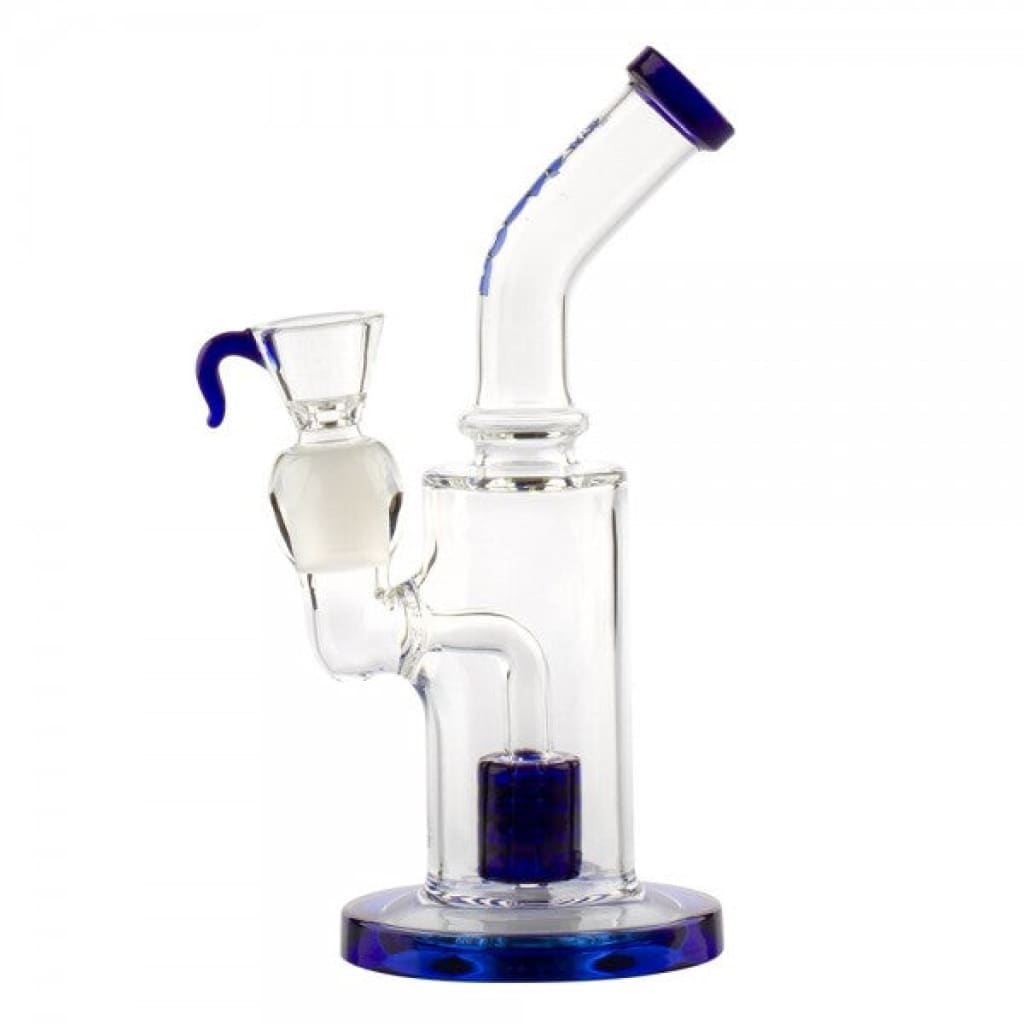 Boost Pro Matrix Perc Glass Water Pipe 9-inch With Blue Accents And Curved Neck