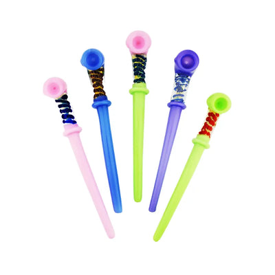 Colorful plastic bubble wands for Twisted Glass Art Slime Sherlock Pipe fun