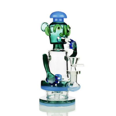 Colorful glass water pipe with mushroom hat and 14mm male bowl for smooth smoking