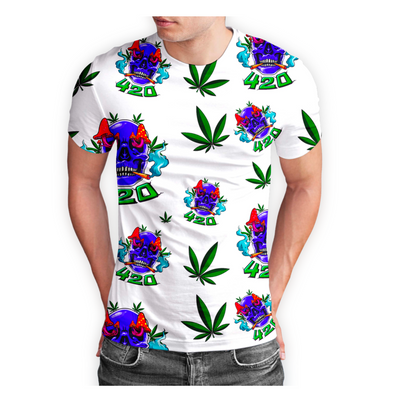 White Skull Leaf Graphic T-Shirt Pack - 5 Polyester Tees