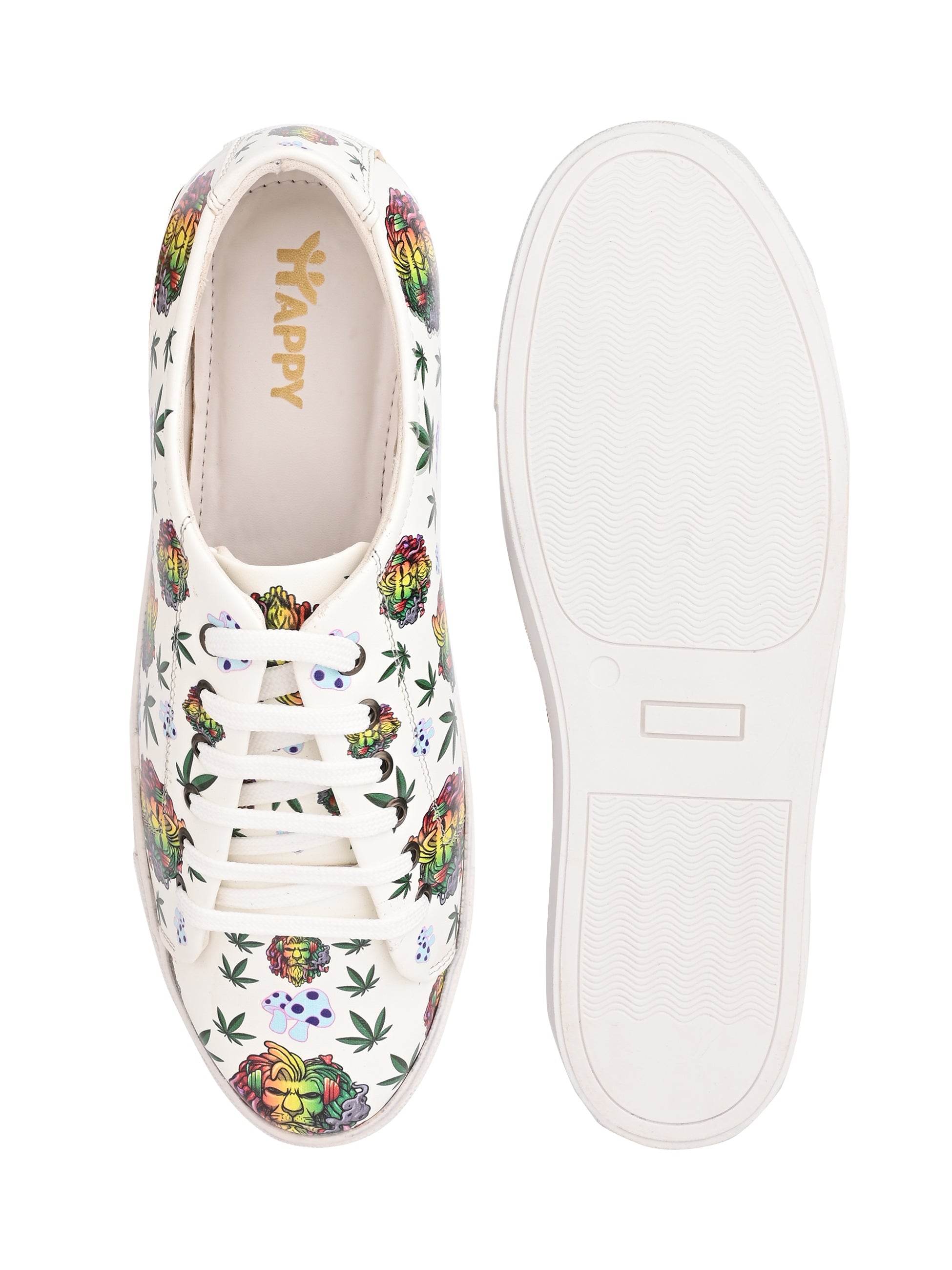 Iconic Lion Motif Vegan Leather Sneakers