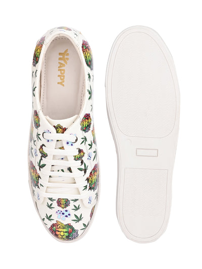 Iconic Lion Motif Vegan Leather Sneakers