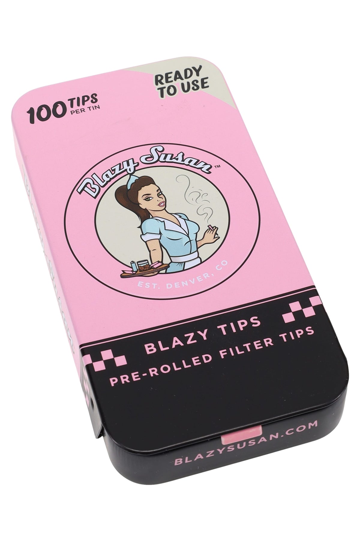 Blazy Susan Pre-Rolled Filter Tips – Pink – 100/Tin – 12-Count Display – image 4