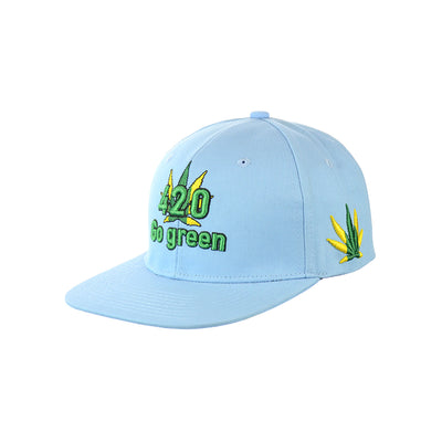 Go Green Embroidered Cotton Snapback Hat
