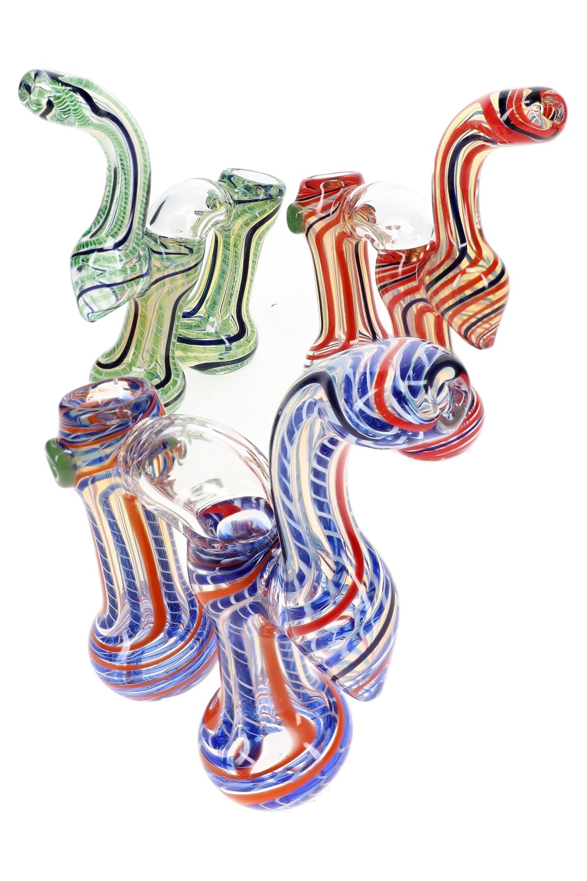 Color-Changing Double-Chamber Sherlock Bubbler “Twin Curl” – 7½″ – Assorted Colors