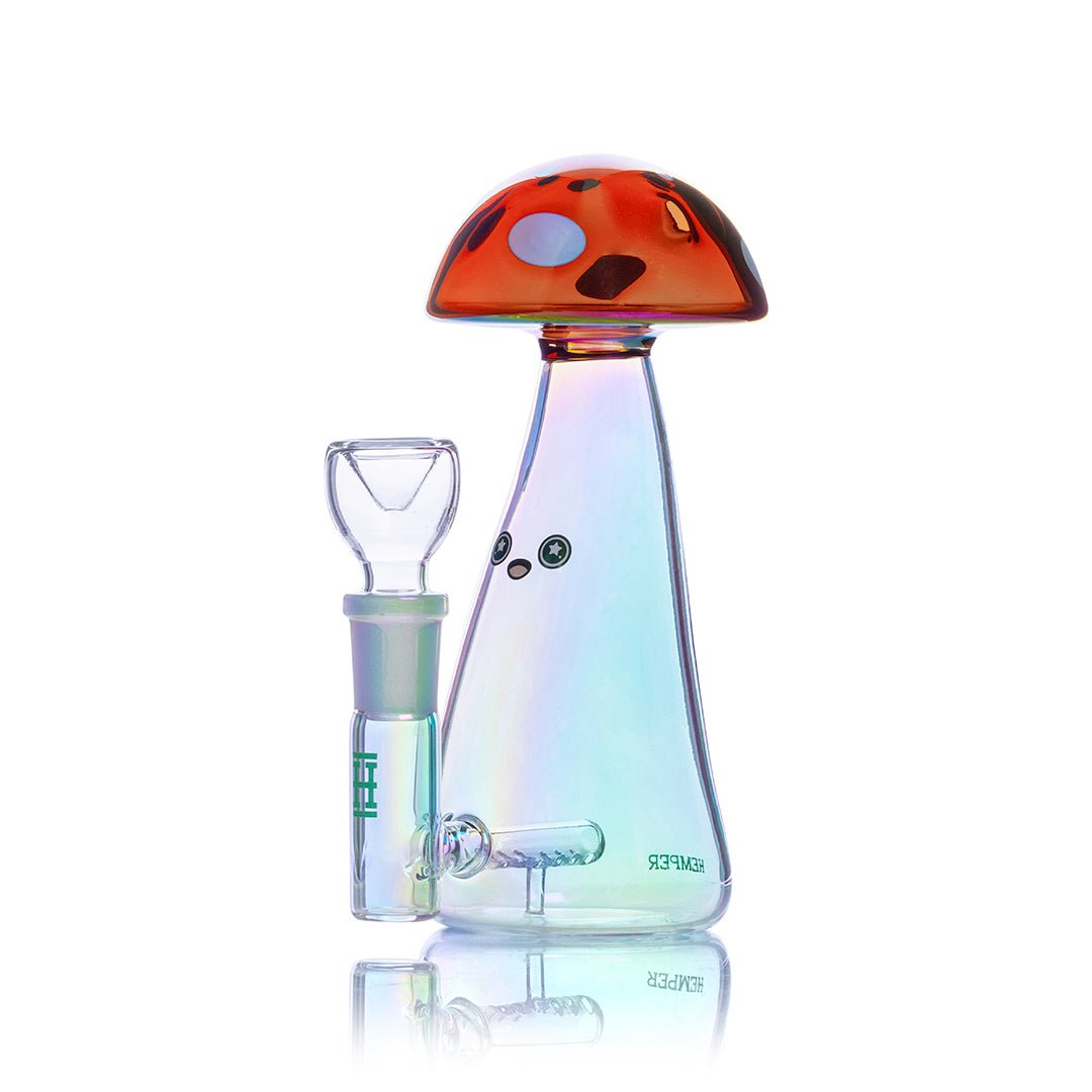 Trippy Shroom Iridescent Glass Water Pipe