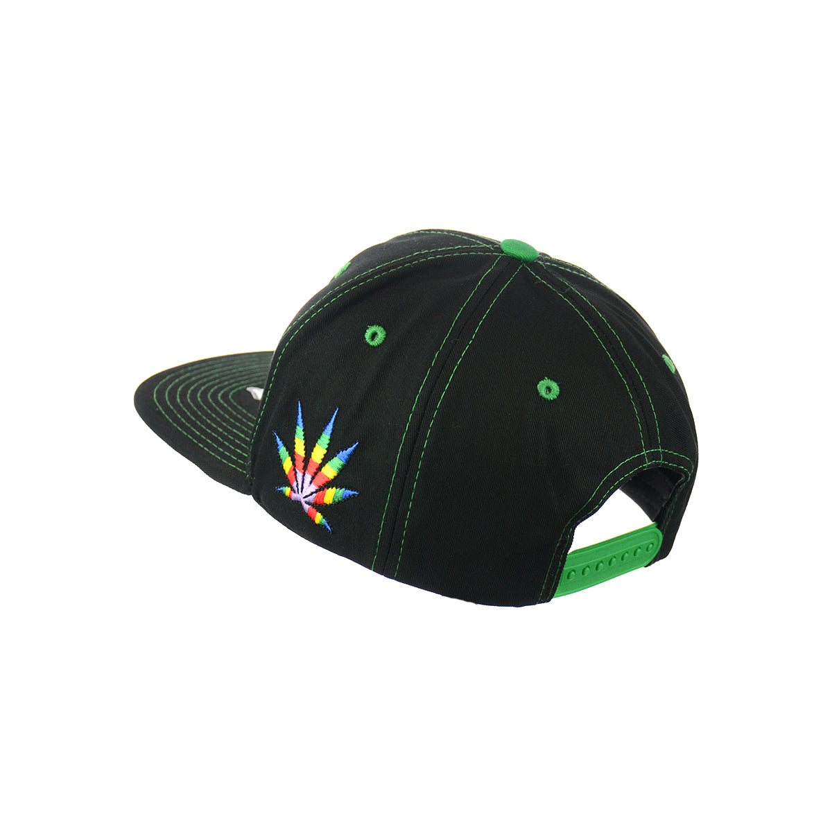 Embroidered Leaf Design Cotton Snapback Hat