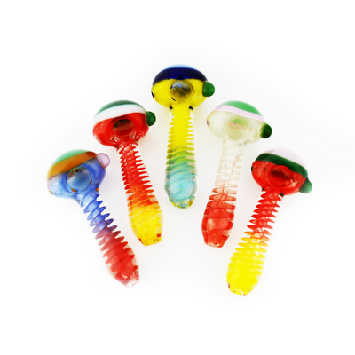 Colorful Frit Glass Spiral Spoon Pipe 4.5 Inch