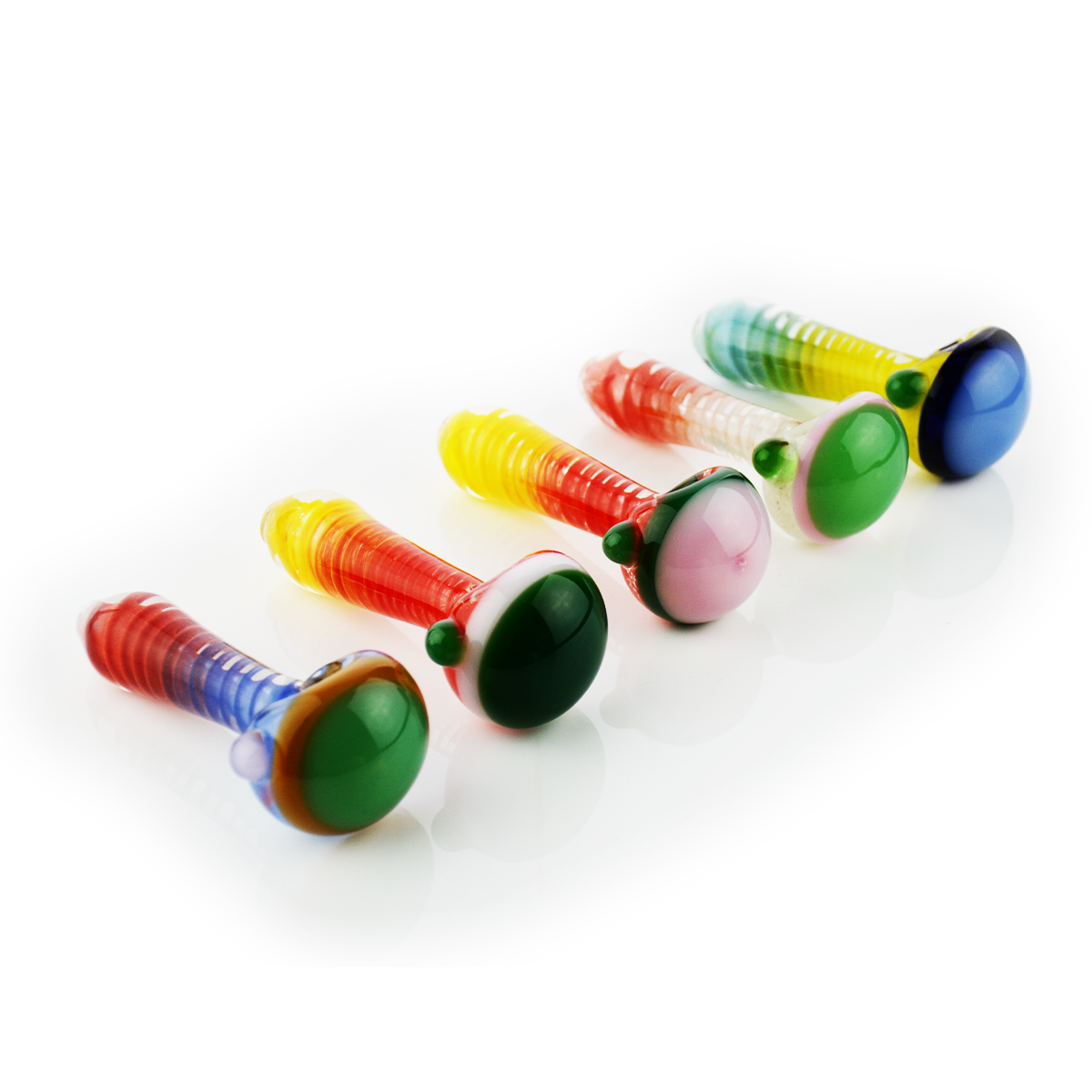 Colorful Frit Glass Spiral Spoon Pipe 4.5 Inch