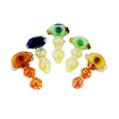 Silver Fumed Double Glass Hand Pipe with Slime Head