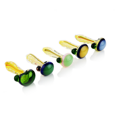 4.5" Silver Fume Double Glass Spoon Pipe with Rasta Accent