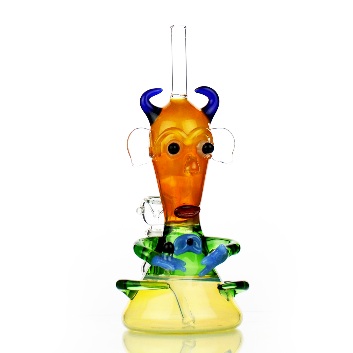 Intricate Alien Head Glass Water Pipe