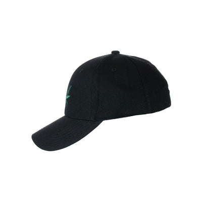 Embroidered Leaf Design Black Baseball Cap