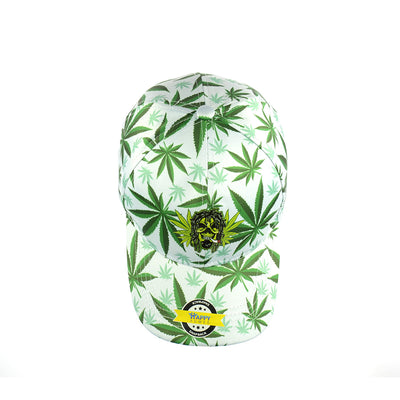 Smoking Skull and Leaf Design Snapback Hat